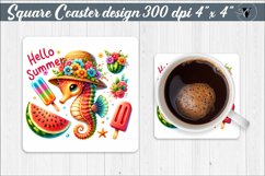 Square Coaster | Summer animals | Glitter coaster Product Image 1