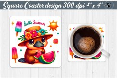 Square Coaster | Summer animals | Glitter coaster Product Image 1