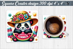 Square Coaster | Summer animals | Glitter coaster Product Image 1