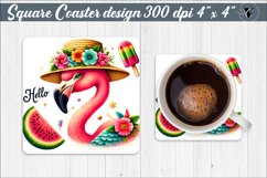 Square Coaster | Summer animals | Glitter coaster Product Image 1
