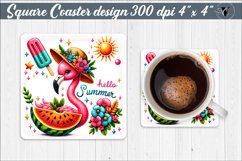 Square Coaster | Summer animals | Glitter coaster Product Image 1