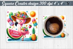 Square Coaster | Summer animals | Glitter coaster Product Image 1