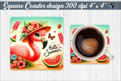 Square Coaster | Summer animals | Glitter coaster Product Image 1