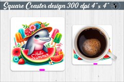 Square Coaster | Summer animals | Glitter coaster Product Image 1