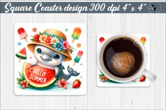 Square Coaster | Summer animals | Glitter coaster Product Image 1