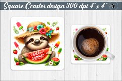 Square Coaster | Summer animals | Glitter coaster Product Image 1