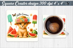 Square Coaster | Summer animals | Glitter coaster Product Image 1