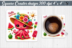 Square Coaster | Summer animals | Glitter coaster Product Image 1