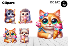 Cute animals Watercolor Sublimation clipart PNG Product Image 1