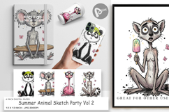 Summer Animal Sketch Party Digital Paper Product Image 1