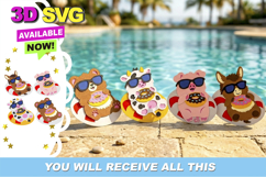 Summer Pool Party 3D SVG Product Image 1