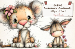 Summer Animals Clipart Set Product Image 1