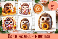 Watercolor funny animal Summer - Animal square coaster Product Image 1