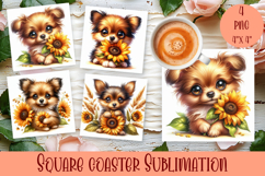 Watercolor funny animal Summer - Animal square coaster Product Image 1