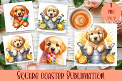 Watercolor funny animal Summer - Animal square coaster Product Image 1