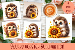 Watercolor funny animal Summer - Animal square coaster Product Image 1