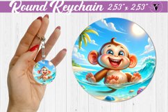 Round keychain | Summer animals | Beach Keychain Product Image 1