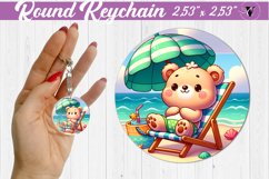 Round keychain | Summer animals | Beach Keychain Product Image 1