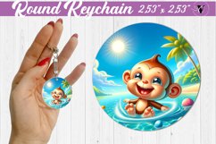 Round keychain | Summer animals | Beach Keychain Product Image 1