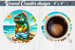 Round Coaster | Summer animals | Beach Product Image 1