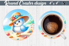 Round Coaster | Summer animals | Beach Product Image 1