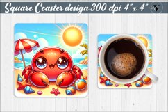 Square Coaster | Summer animals | Beach coaster Product Image 1