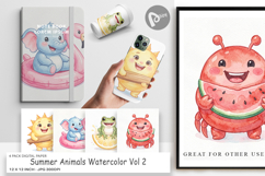 Summer Animals Watercolor Digital Paper Product Image 1