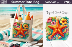 Tropical Starfish Beach Tote Bag Sublimation | Summer Product Image 1