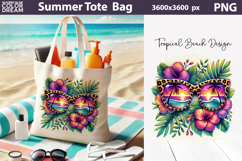 Tropical Sunset Sunglasses Tote Bag Sublimation | Summer Bea Product Image 1