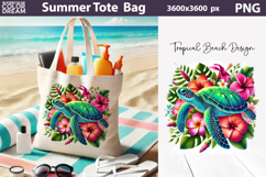 Tropical Sea Turtle Tote Bag Sublimation | Summer Beach Product Image 1