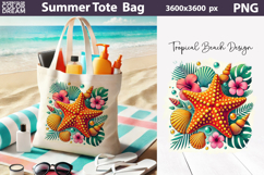 Tropical Starfish Tote Bag Sublimation | Summer Beach Shell Product Image 1