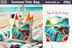 Tropical Sea Turtle Tote Bag Sublimation | Summer Beach Product Image 1