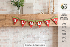 3D Summer Banner Laser Cut. Summer Garland SVG Product Image 1