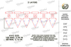 3D Summer Banner Laser Cut. Summer Garland SVG Product Image 2