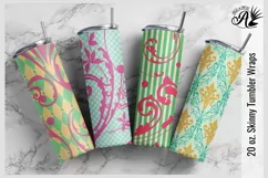 Seamless Summer Baroque Skinny Tumblers Sublimation Wraps Product Image 1