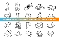 Summer Beach Adventure Hand Drawn Doodle Icon Product Image 1