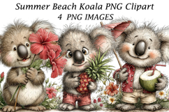 Summer Beach Koala PNG Clipart Product Image 1