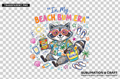 beach bum raccoon, raccoon summer png, coastal raccoon png, funny beach design, animal sublimation, summer shirt png, beach vacation png, raccoon lover gift, cute coastal design, beach animal png