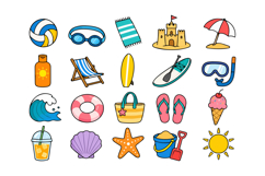 Summer Beach Vacation Icon Pack Editable | Tropical Holiday Product Image 2