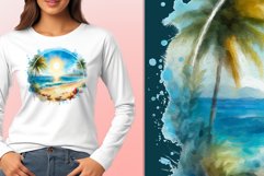 Explore our collection of vibrant watercolor clipart capturing the essence of summer beach relaxation. Perfect for cards, invitations, banners and websites, these designs infuse your projects with freshness, brightness, and joyful vibes