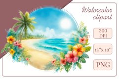 Explore our collection of vibrant watercolor clipart capturing the essence of summer beach relaxation. Perfect for cards, invitations, banners and websites, these designs infuse your projects with freshness, brightness, and joyful vibes.