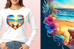 Explore our collection of vibrant watercolor clipart capturing the essence of summer beach relaxation. Perfect for cards, invitations, banners and websites, these designs infuse your projects with freshness, brightness, and joyful vibes.