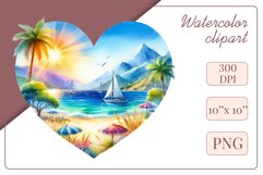 Explore our collection of vibrant watercolor clipart capturing the essence of summer beach relaxation. Perfect for cards, invitations, banners and websites, these designs infuse your projects with freshness, brightness, and joyful vibes.