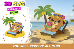 Summer Beaver 3D SVG Product Image 1