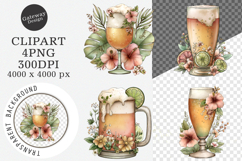 Watercolor Summer Beer Clipart - Summer Beer Png Product Image 1