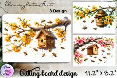 Bee Cutting Board Design. Flowers Kitchen Cutting Board Product Image 1