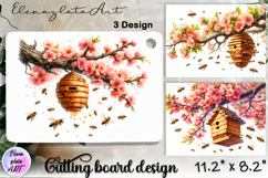 Bee Cutting Board Design. Flowers Kitchen Cutting Board Product Image 1