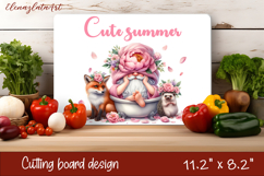 Cute flower Gnomes and butterfly Cutting Board PNG Product Image 1