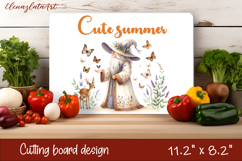 Cute flower Gnomes and butterfly Cutting Board PNG Product Image 1