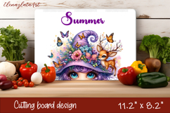 Cute flower Gnomes and butterfly Cutting Board PNG Product Image 1